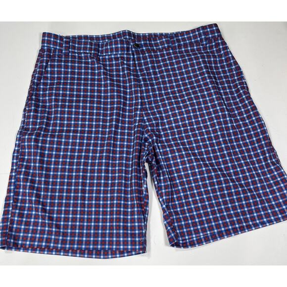 Callaway Red/ Blue Plaid Flat Front Golf Mens 40x10 Performance Shorts - Picture 1 of 4